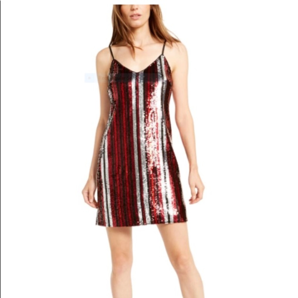 Sequined Stripe Cocktail Dress